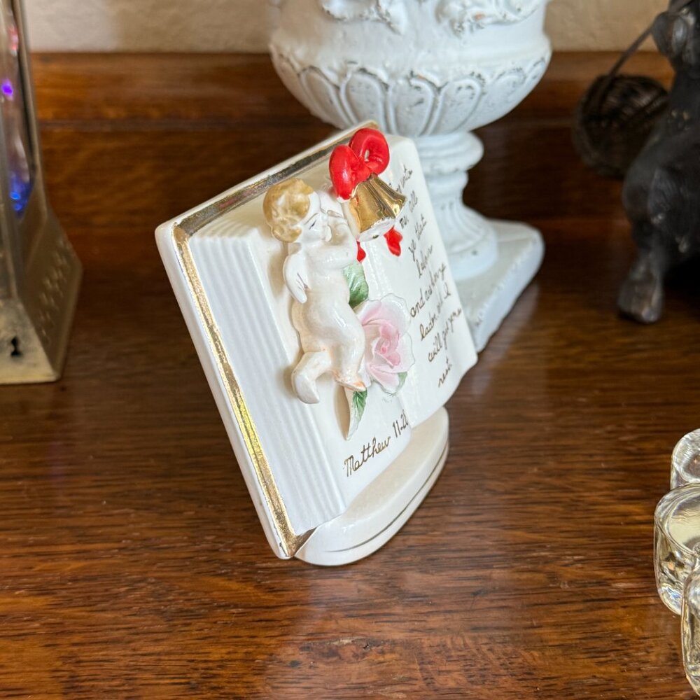 Vintage porcelain book with 3D angel made in Japan - Picture 6 of 13